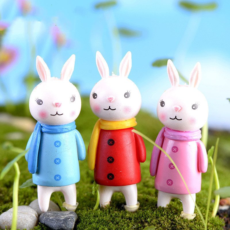 Mini Fairy Garden Animals Cartoon Prince Rabbit Figurine Dolls Pot Bonsai Resin Car Interior Decoration Terrariums Fairy Garden Decoration Wholesale Fairy Garden Accessories Supplies Lovely Mini Rabbit Small Kids Toys Room Decor